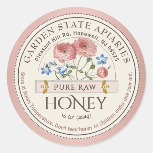 Honey Wildflower  Bee Infant Warning Storage Info Classic Round Sticker