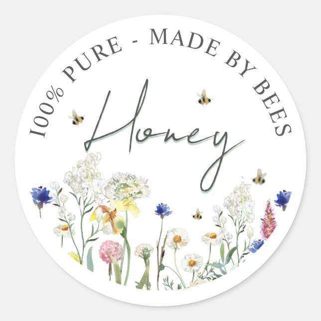 Honey Wildflower Meadow Bee Label Flower (Front)