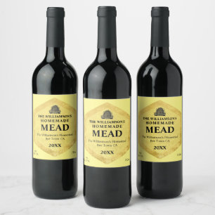Honey Wine   Homemade Mead  Vintage Beehive Wine Label