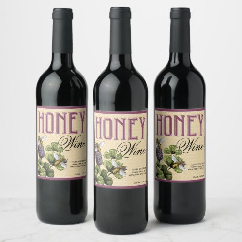 Honey Wine Mead Bees and Clover 2 Wine Label