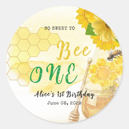 Honey with Flowers and Bee Mom to be Baby Shower C Classic Round Sticker