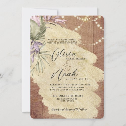 Honey Wood and Lights Invitation