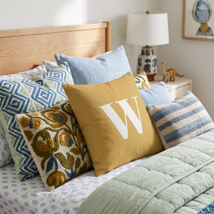 Honey Yellow Bold Minimalist Monogram Letter Throw Pillow