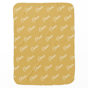 Honey Yellow Custom Kids Name Repeat Baby Blanket