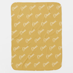 Honey Yellow Custom Kids Name Repeat Baby Blanket