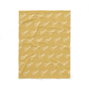 Honey Yellow Custom Kids Name Repeat Fleece Blanket