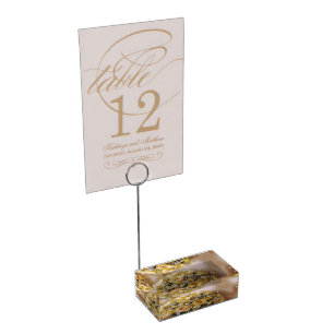 Honey Yellow Roses Wedding Bouquet, Place Card Holder