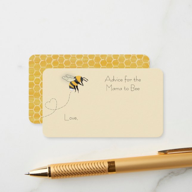 Honeybee Advice Baby Shower Enclosure Card (Front/Back In Situ)
