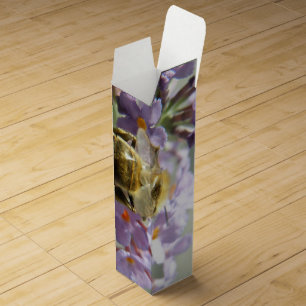 Honeybee and Buddleia Flowers Wine Gift Box
