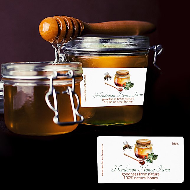 Honeybee and Jar of Honey Business Label (Creator Uploaded)