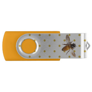 Honeybee and polka-dots USB flash drive