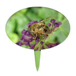 Honeybee and Purple Flowers Cake Pick