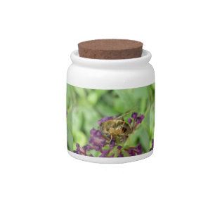 Honeybee and Purple Flowers Candy Jar