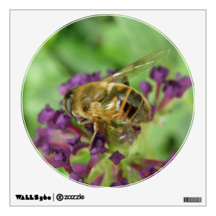 Honeybee and Purple Flowers Wall Decal