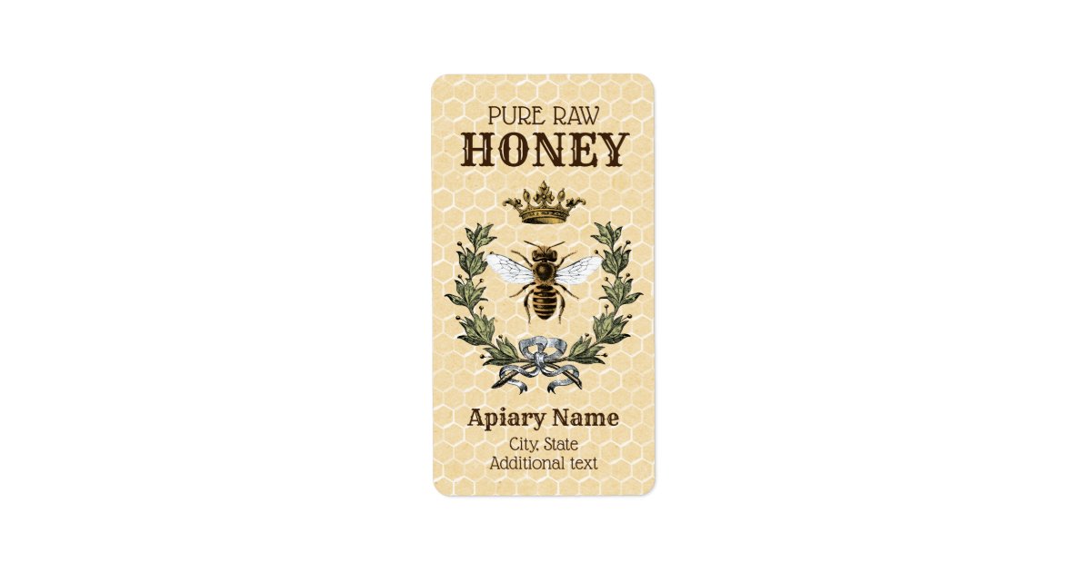Honeybee Apiary Crown and Wreath Label | Zazzle
