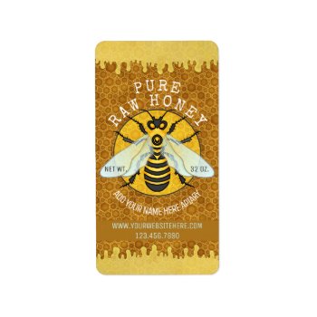 Honeybee Apiary Honey Jar Labels | Honeycomb Bee by FancyCelebration at Zazzle