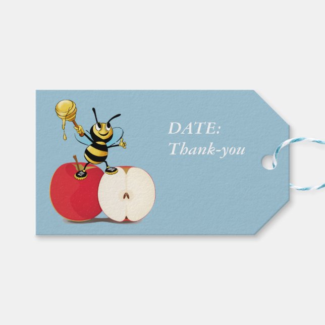 Honeybee Apple Rosh HaShana Gift Tags (Front (Horizontal))