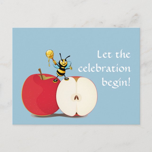 Honeybee Apple Rosh HaShana Postcard (Front)