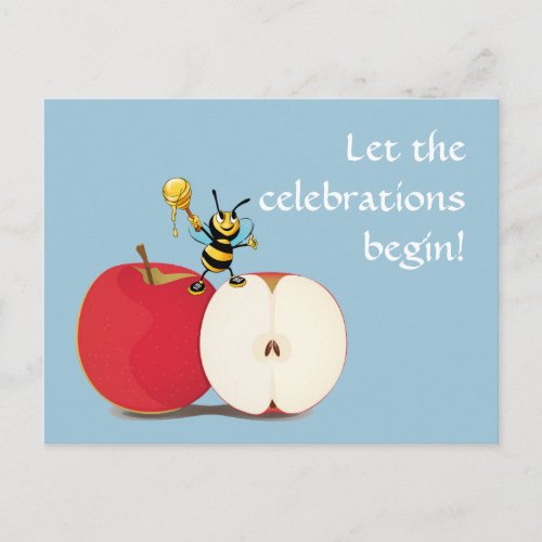 Honeybee Apple Rosh HaShana Postcard