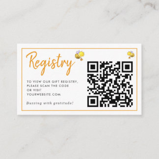 Honeybee Baby Shower Gift Registry QR Code Enclosure Card