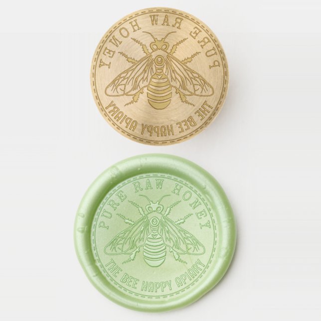 Honeybee Bee Apiary Honey Jar Labeling Custom Text Wax Seal Stamp (Stamped)
