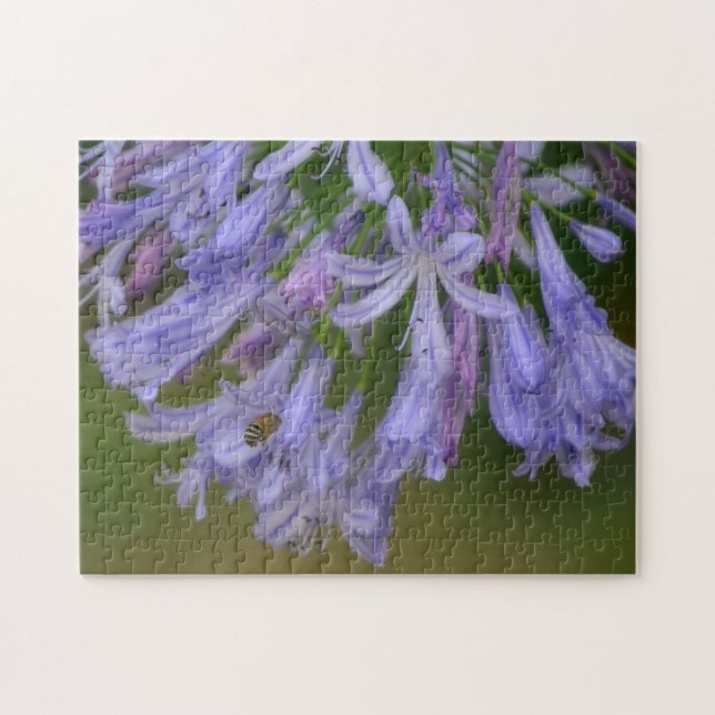 Honeybee Bee Fly By Lily Flowers Art Puzzle (Horizontal)