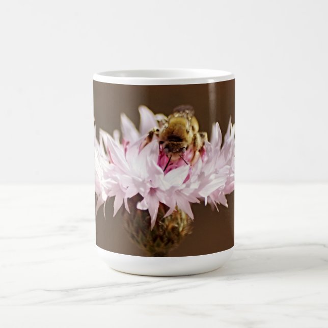 Honeybee Bee on Pink Flower Mug Cup (Center)