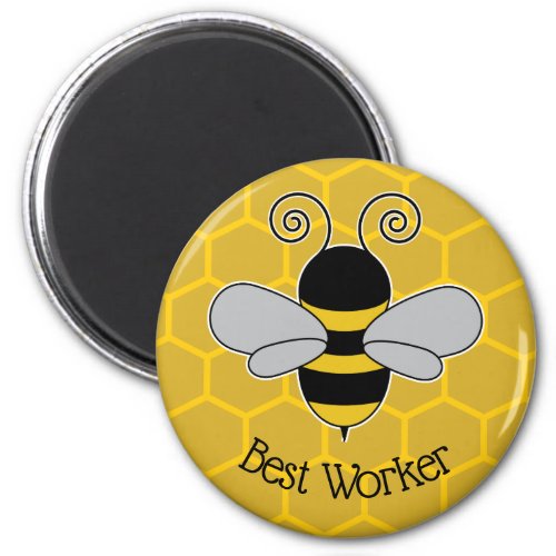 Honeybee Bee with Title on Comb Magnet