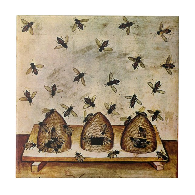  HoneyBee BeeHive Apiculture Vintage Ceramic Tile (Front)