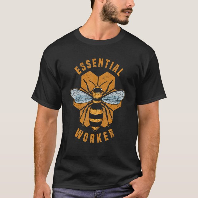 Honeybee Beekeeper Essential Worker Honeybee Beeke T-Shirt (Front)