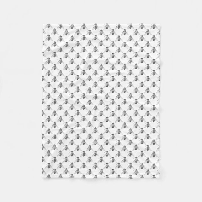 Honeybee Blanket Cute Bee Art Fleece Blanket (Front)