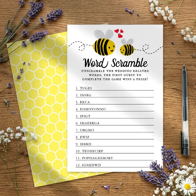 Honeybee Bridal Shower Word Scramble Game (Creator Uploaded)