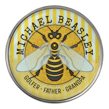 Honeybee Bumblebee Bees Honeycomb | Personalized Golf Ball Marker by FancyCelebration at Zazzle