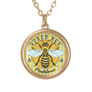 Honeybee Bumblebee Queen Bee Honey Personalized Gold Plated Necklace