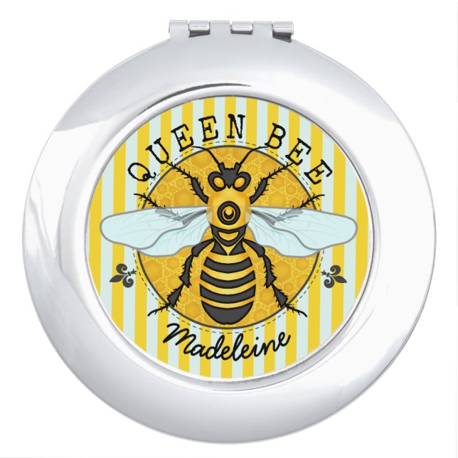 Honeybee Bumblebee Queen Bee Honey | Personalized Makeup Mirror (Front)
