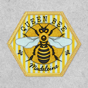 Honeybee Bumblebee Queen Bee Honeycomb Custom Name Patch