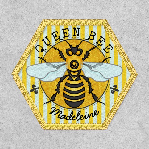 Honeybee Bumblebee Queen Bee Honeycomb Custom Name Patch
