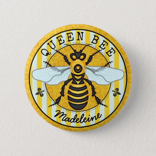 Honeybee Bumblebee Queen Bee Pretty  Personalized Button