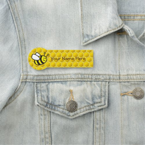 Honeybee Cartoon 30 X 15 Shaped Badge