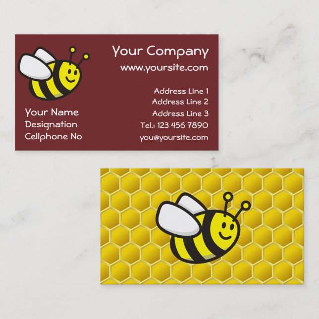 Honeybee Cartoon Business Card (Front/Back)
