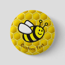 Honeybee Cartoon Button