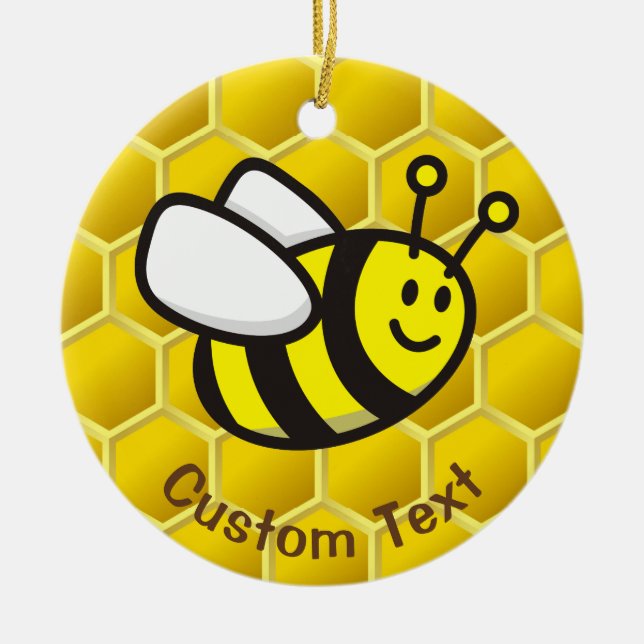 Honeybee Cartoon Ceramic Ornament (Front)