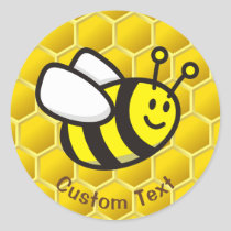 Honeybee Cartoon Classic Round Sticker