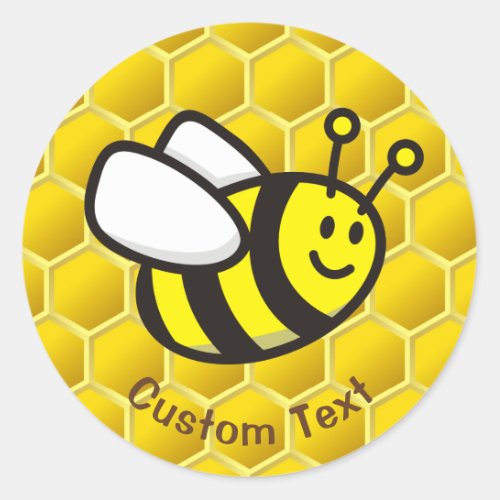 Honeybee Cartoon Classic Round Sticker
