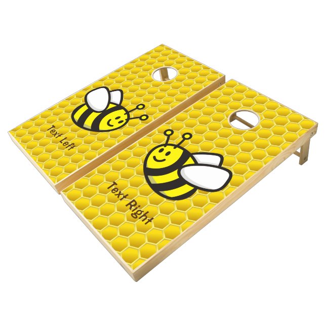 Honeybee Cartoon Cornhole Set (Angled)