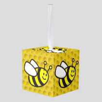 Honeybee Cartoon Cube Ornament