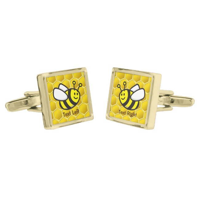 Honeybee Cartoon Cufflinks (Angled)
