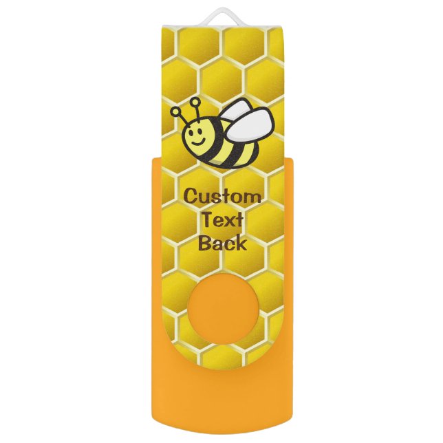 Honeybee Cartoon Flash Drive (Back (Vertical))