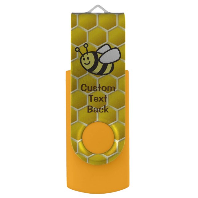 Honeybee Cartoon Flash Drive (Back (Vertical))