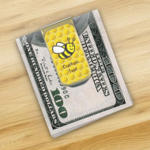 Honeybee Cartoon Gold Finish Money Clip